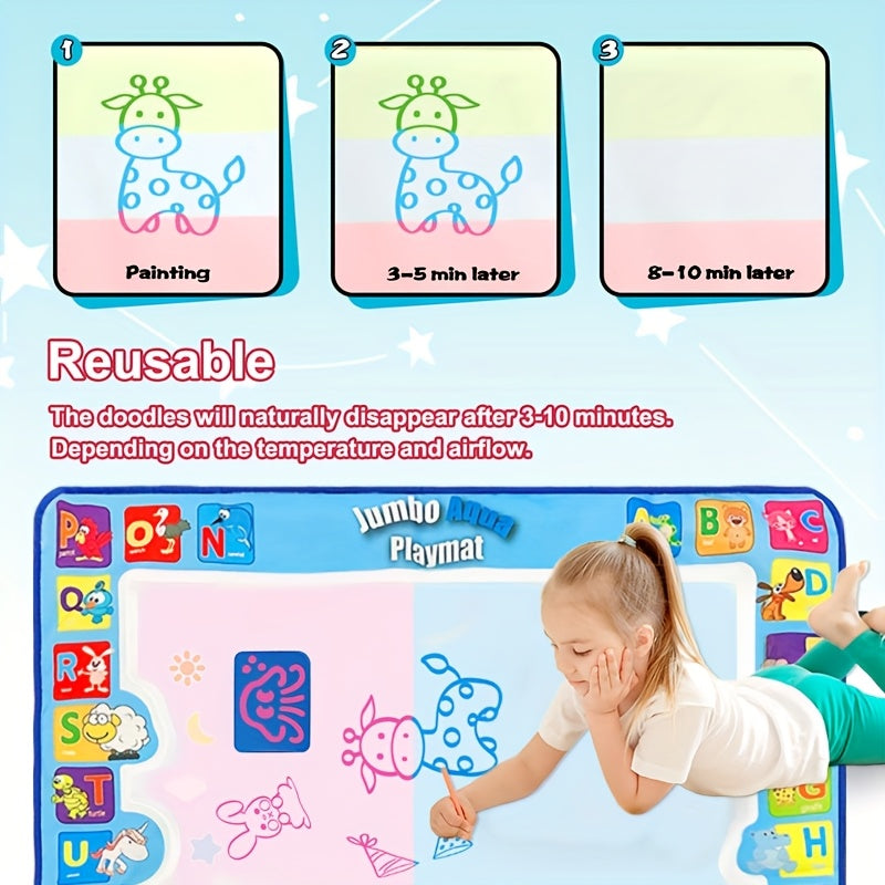 Large Reusable Water Drawing Mat for Kids and Families, Vibrant Doodle Surface, 3+ Age