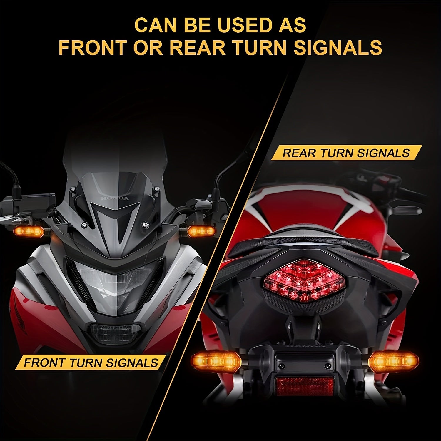 Motorcycle 8mm LED Turn Signal Lights Amber 12V Indicator Lights 2/4 Pack