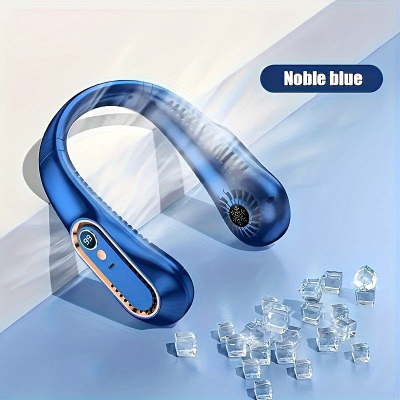 Neck Fan USB Rechargeable Adjustable 5-Speed Digital Display Bladeless Cooling Device