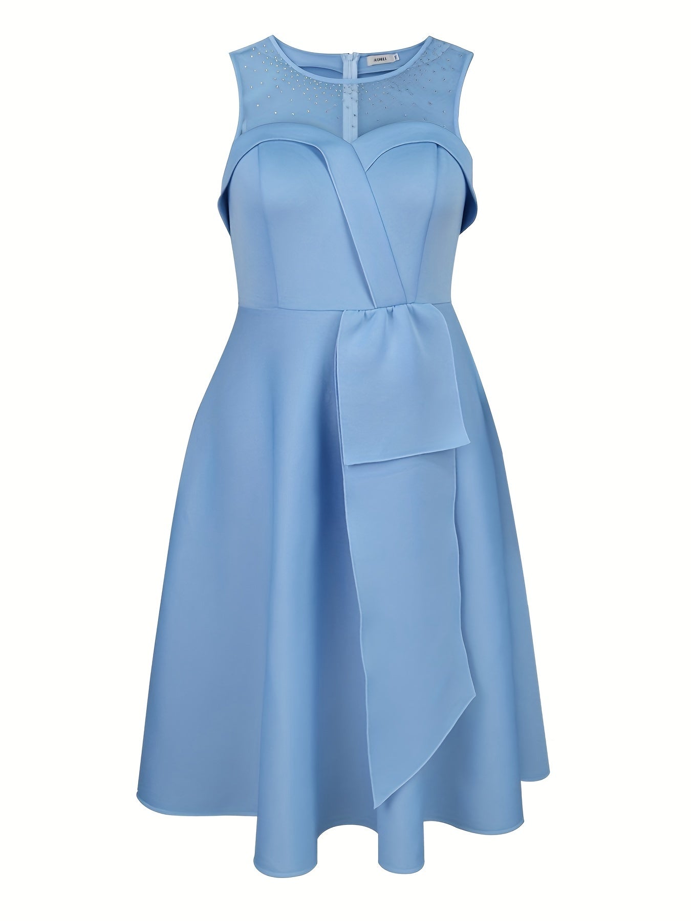 Plus Size Midi Dress Polyester Flare Sleeveless Party Wedding