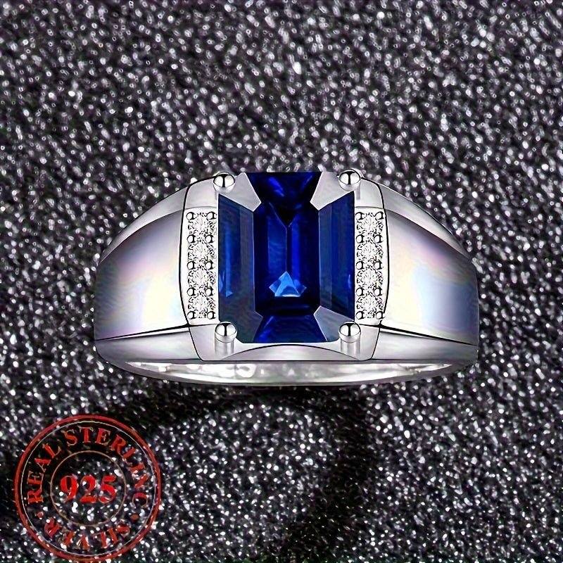 Парные кольца из серебра 925 пробы с кубическим цирконием и камнями, вдохновленными сапфирами, для подарка на предложение