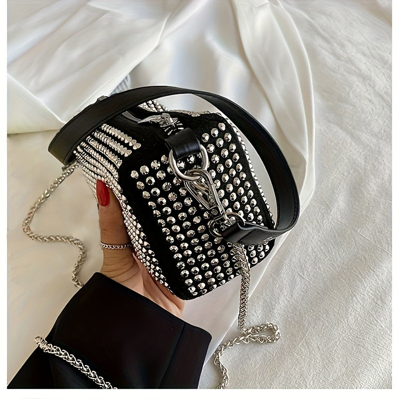 Women's Corduroy Messenger Bag with Black Diamond Pattern Zipper Closure Edge Painted