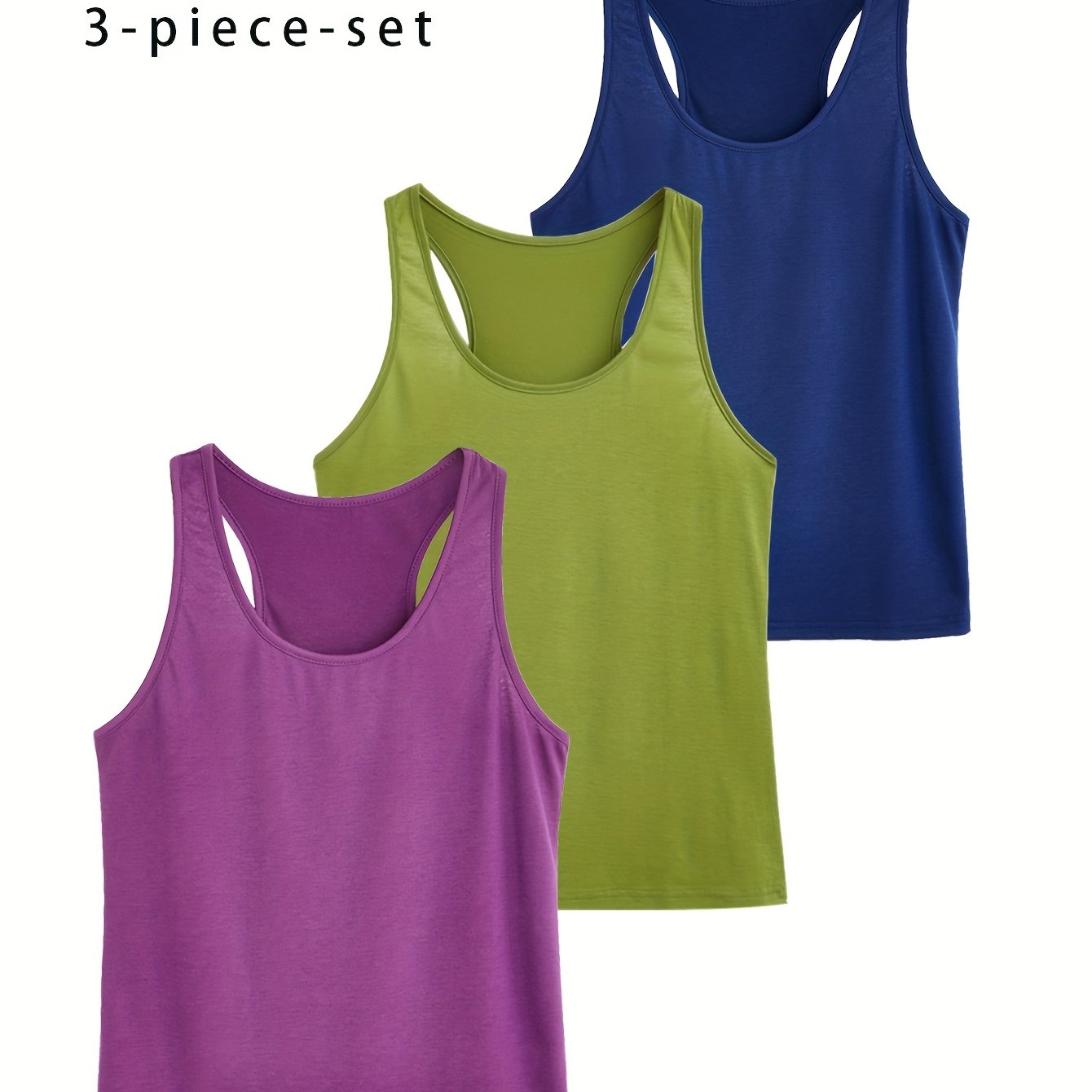 Women's Plus Size Casual Sports Off-Shoulder Vest 3-Pack Set