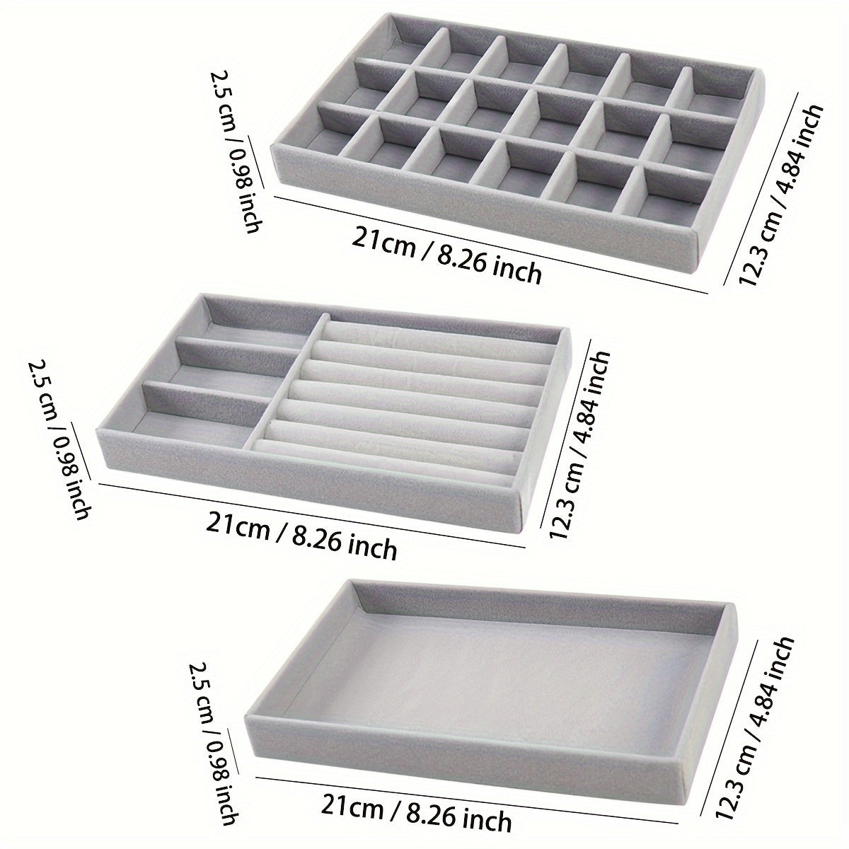 Набор из 6 подставок для украшений, штабелируемых органайзеров для ящиков для серег, колец, ожерелий, браслетов
