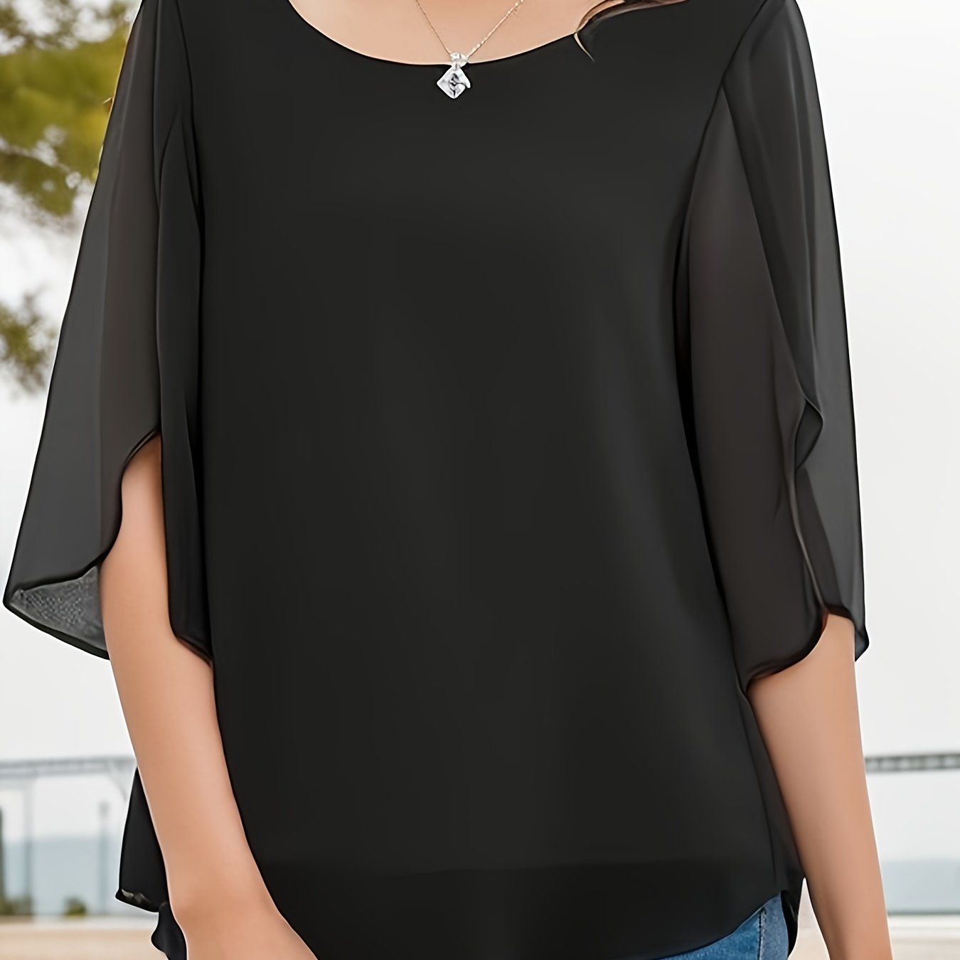 Plus Size Women's Chiffon Blouse Lightweight Short Sleeve Casual Formal Top