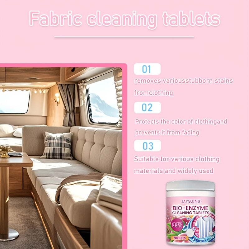 20-упаковка таблеток для удаления пятен на биоземзах для использования в автодомах и дома, устраняет пятна и запахи, сохраняя ткани свежими.