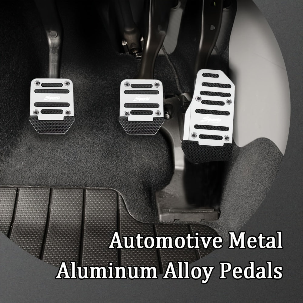 Universal alyuminiy avtomobil pedali qoplamasi to'plami 3 ta paket, sirpanmaydigan tormoz, gaz oyoq padlari