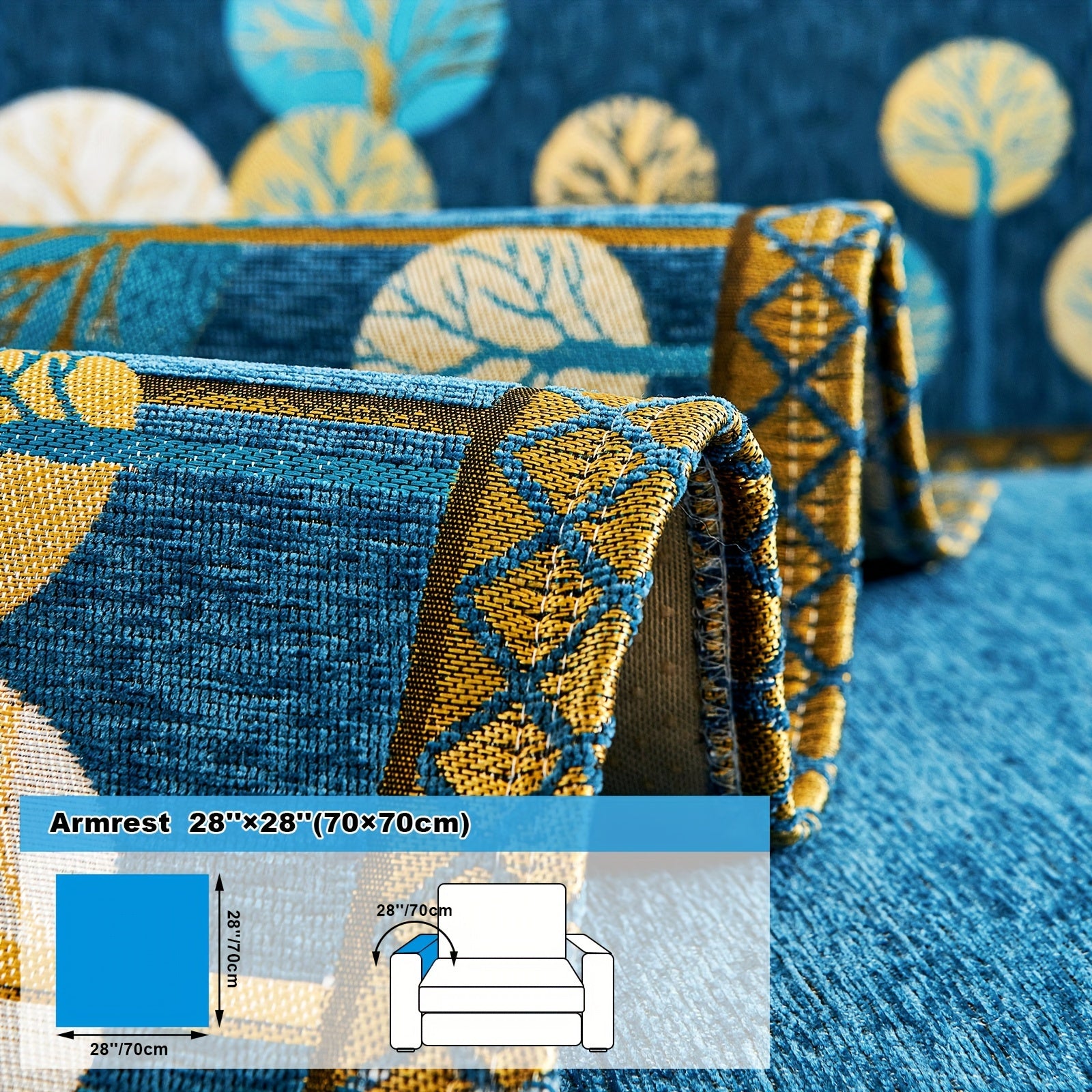 Chenille Sofa Slipcover with Geometric Embroidery Pet-Friendly Fabric for Home Decor