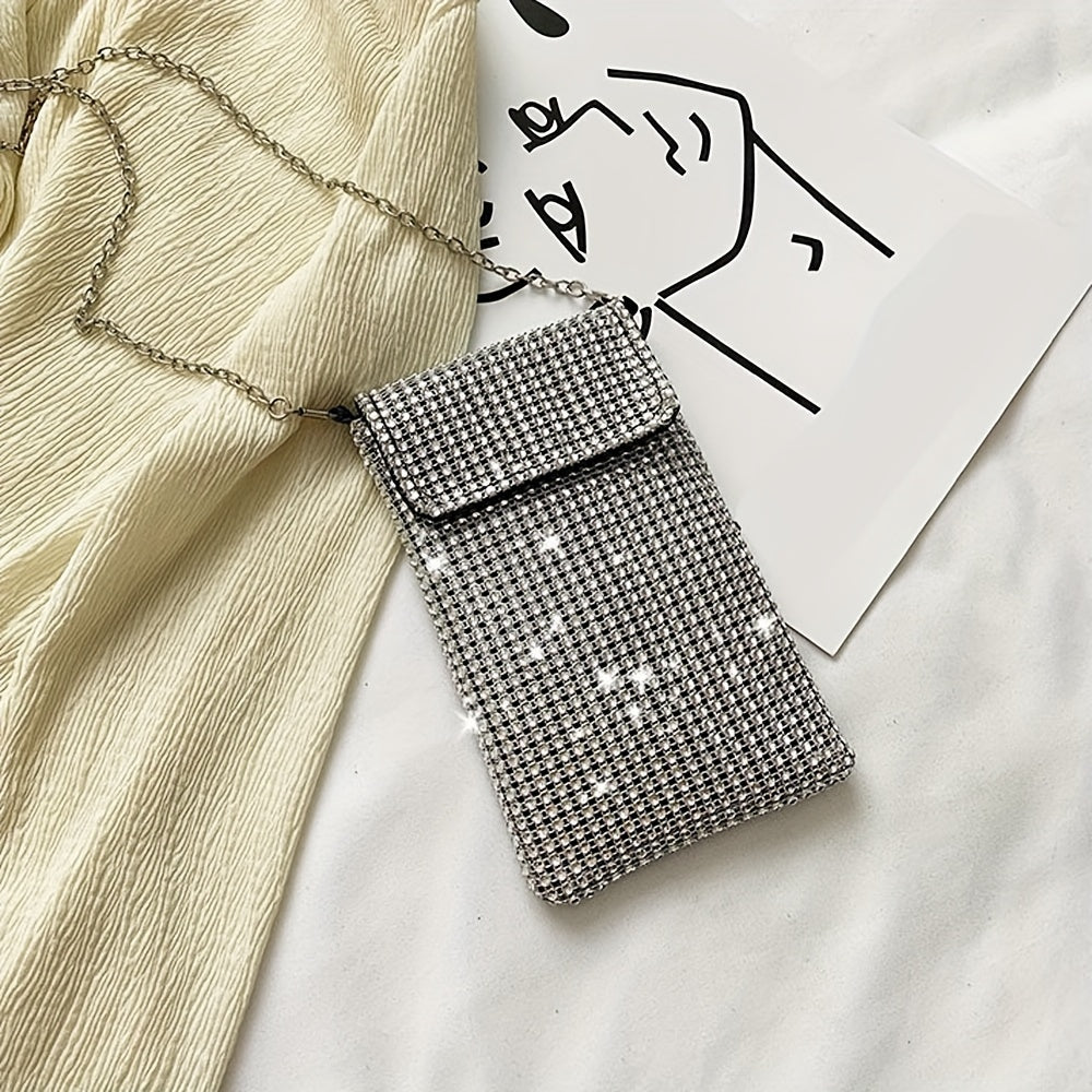 Клатч через плечо с стразами для iPhone и Samsung.