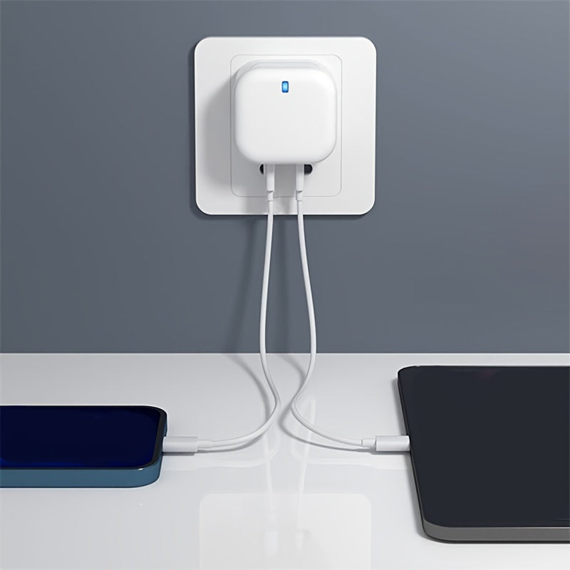 20W Dual Port USB C devor uchun zaryadlovchi va 2 ta Type-C kabeli, tez zaryadlash uchun iPhone, iPad, AirPods, Android uchun
