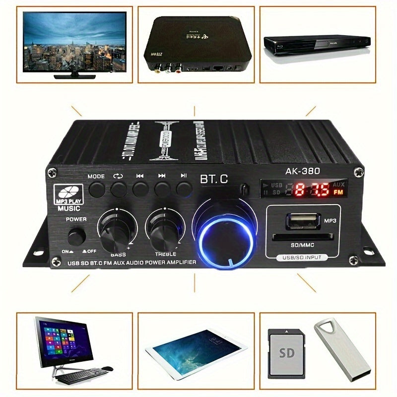 800W 2 Channel Mini HiFi Power Amplifier for Home and Car Stereo FM Radio