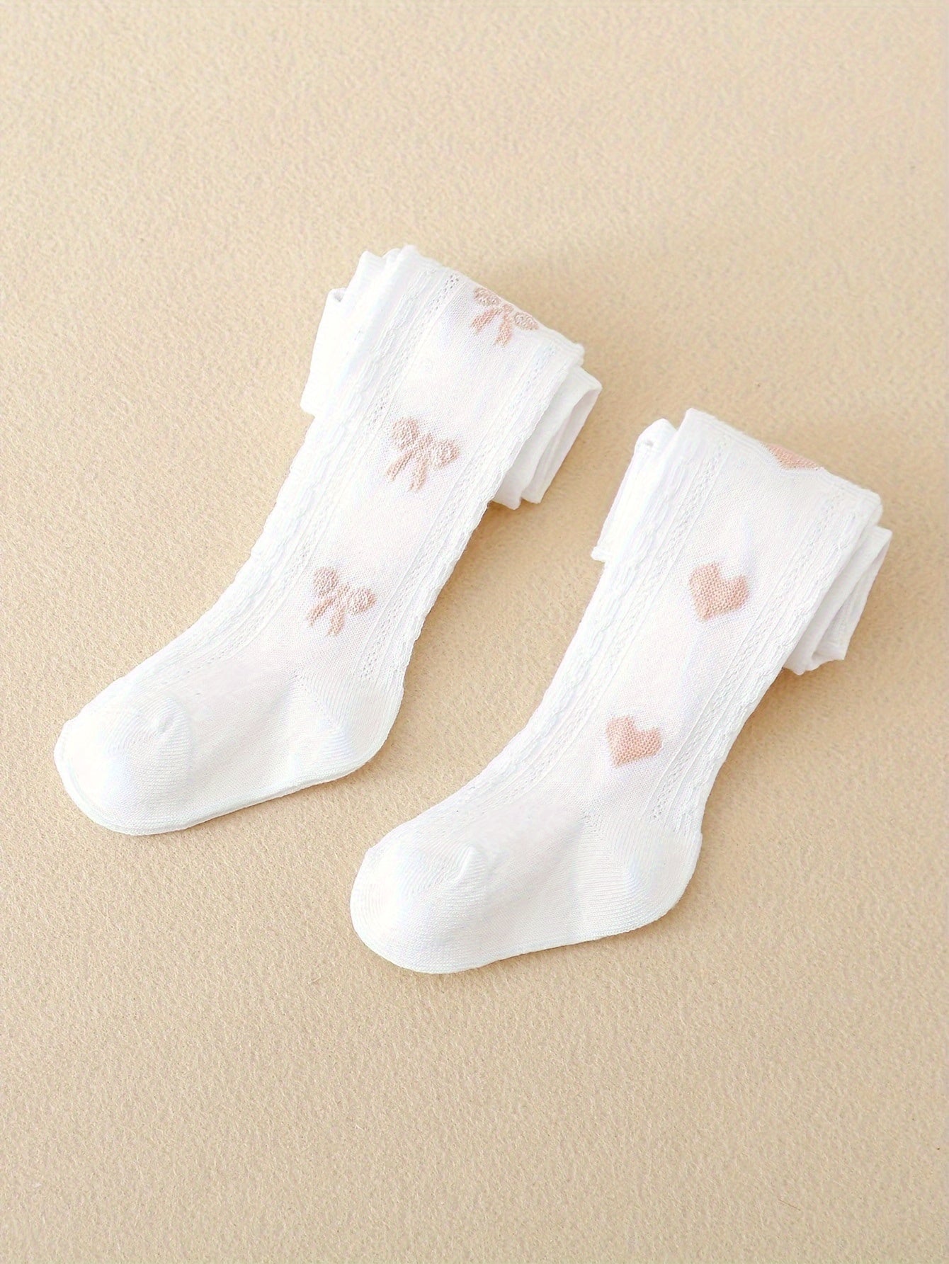 Girls' Leggings Set with Bowknot Pattern for Spring and Fall Kids' Skinny Knit Fabric