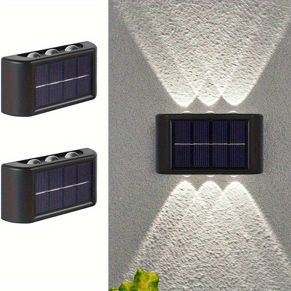 2 Pack Solar LED Outdoor Wall Lights for Garden Landscape Driveway