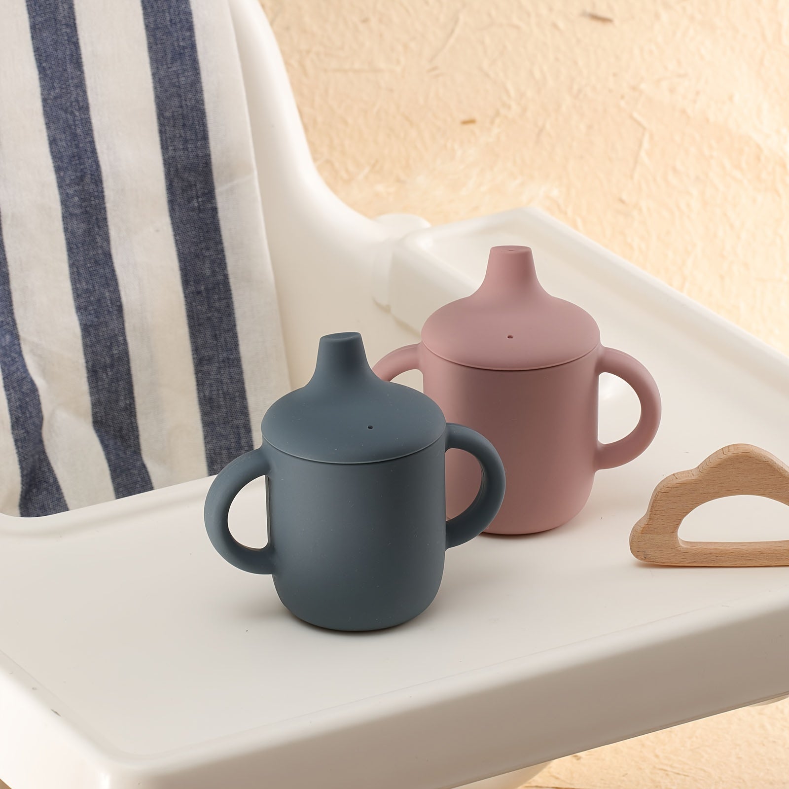 Children's Silicone Drinking Cup Double Handle Baby Food Water Bottle