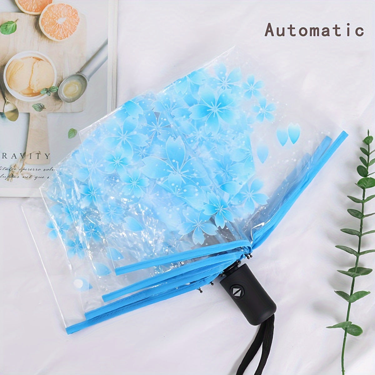 Paraguas de cerezo en flor impermeable, a prueba de viento, compacto, para viajes, escuela y oficina, con 8 varillas