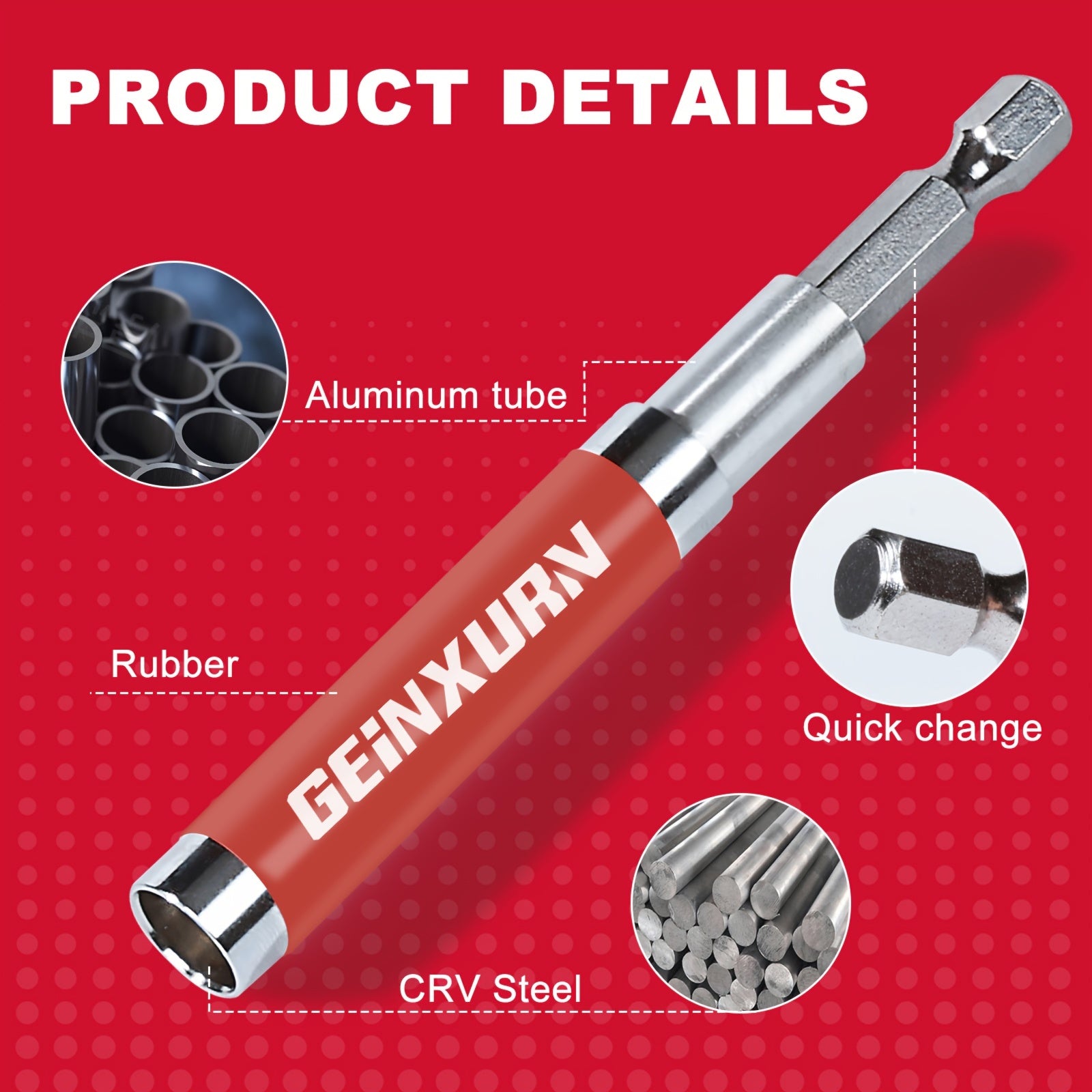 Magnetic Bit Holder Set Chrome Vanadium Steel Hex Head Red White Black 1/2/3/5/12pcs