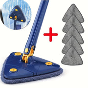 6 ta uchburchakli nam va quruq mop to'plami, 5 ta mikroto'qima pad bilan, 360° aylanuvchi zanglamaydigan po'latdan yasalgan tutqich, hammom, oshxona va yashash xonasi uchun mos - vannalar, plitalar, devorlar va shisha tozalash uchun mukammal.