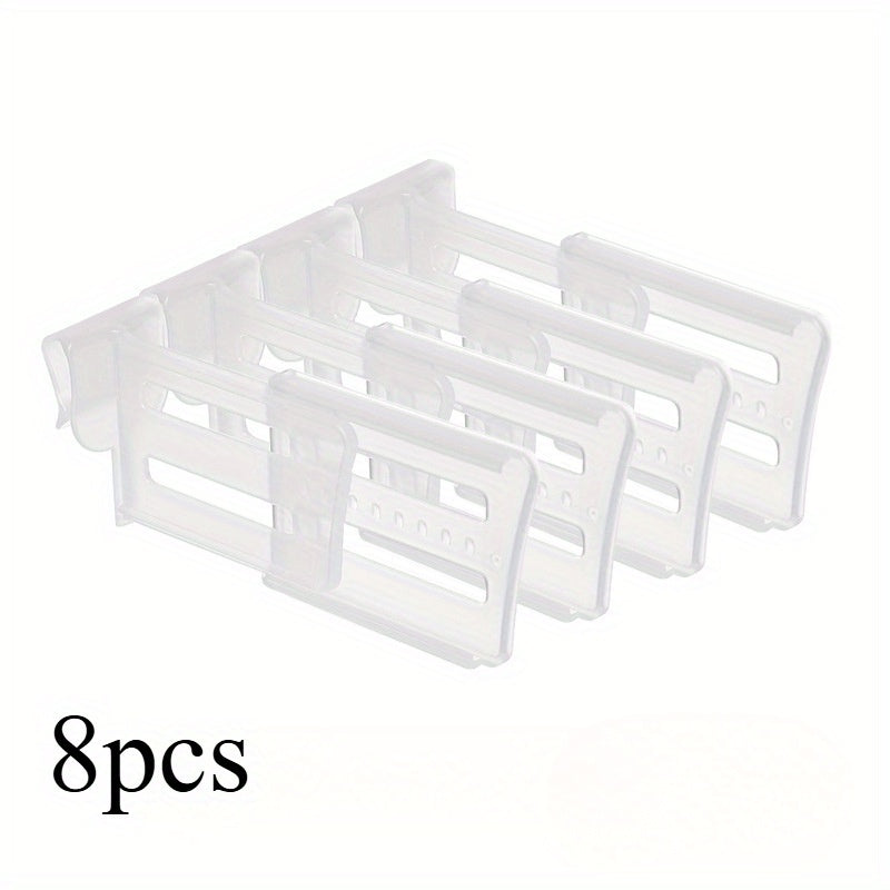4/8 Pcs Adjustable Plastic Refrigerator Organizer Set Clear Storage Bins Dividers