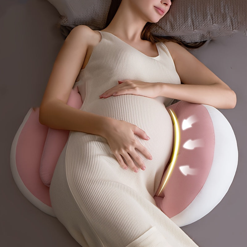 U-Shaped Ergonomic Maternity Pillow for Side Sleepers Lumbar and Belly Support Soft Polyester