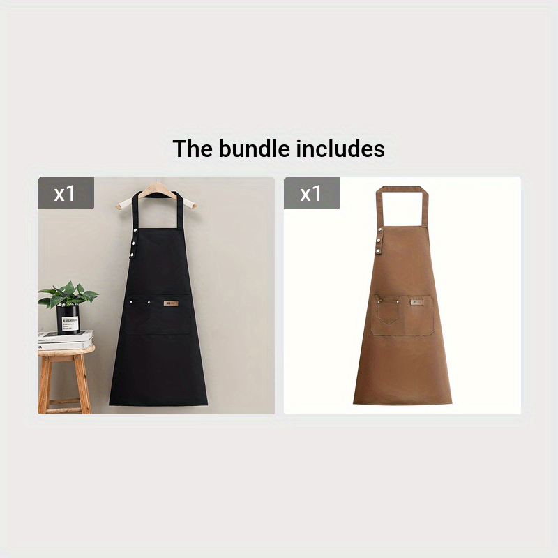 Unisex Canvas Polyester Apron with Pockets for Cooking and BBQ