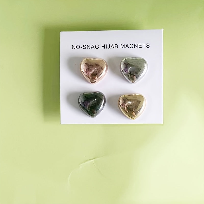 Set of 4 Minimalist Silver Hijab Magnets for Scarves and Shawls