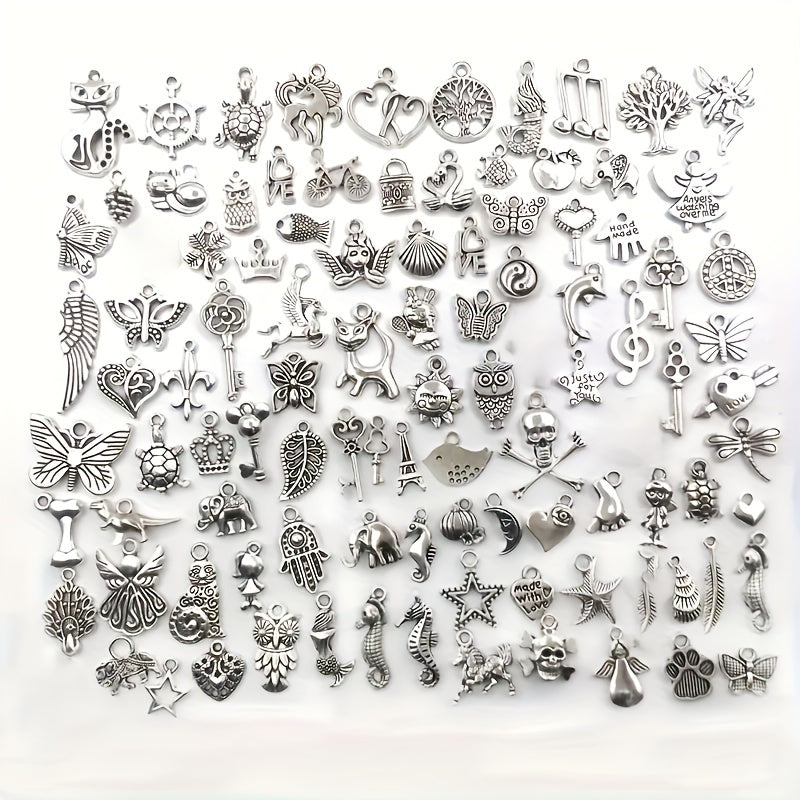 50 Metal Mixed Charms for DIY Jewelry Making Bulk Set Zinc Alloy Small Business Supplies