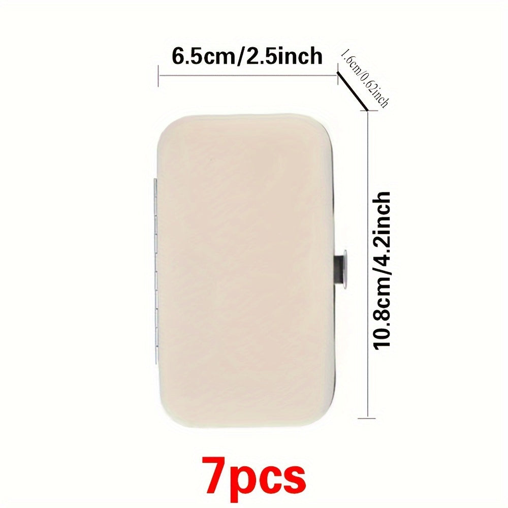 Stainless Steel Manicure Pedicure Kit with Faux Leather Case and Floral Design - 7 Pieces