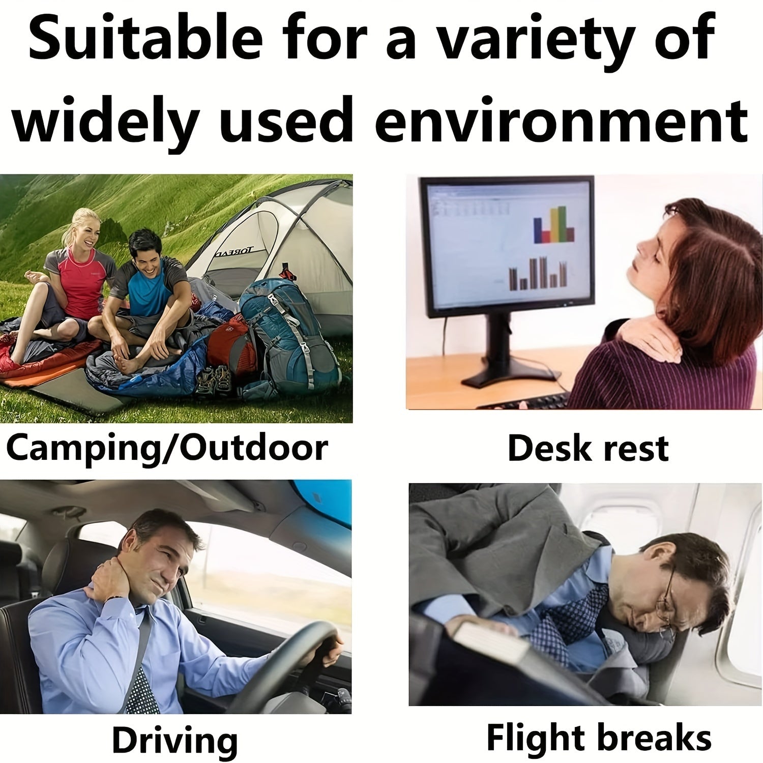 Inflatable Pillow for Travel Camping Office Car Support Neck Lumbar 1 or 2 Pack