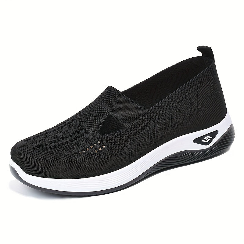 Women's Knitted Flats with Breathable Mesh Soft Sole and Cut-Out Design for Daily Wear