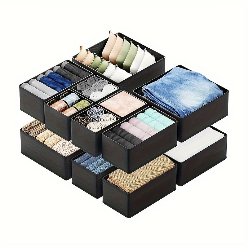 Juego de 12 organizadores de tela plegables para cajones para ropa, calcetines, sujetadores, corbatas, cajas de almacenamiento