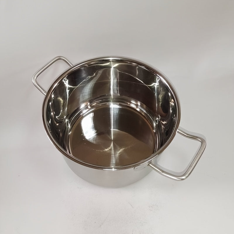 Stainless Steel Soup Pot with Lid, Durable, Easy to Clean, 4 Quart