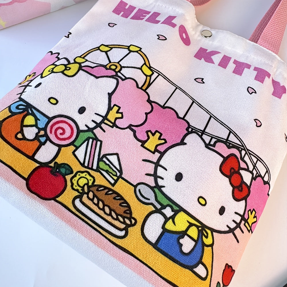 Hello Kitty Animal Print Canvas Travel Bag with Tassel and Buckle Closure