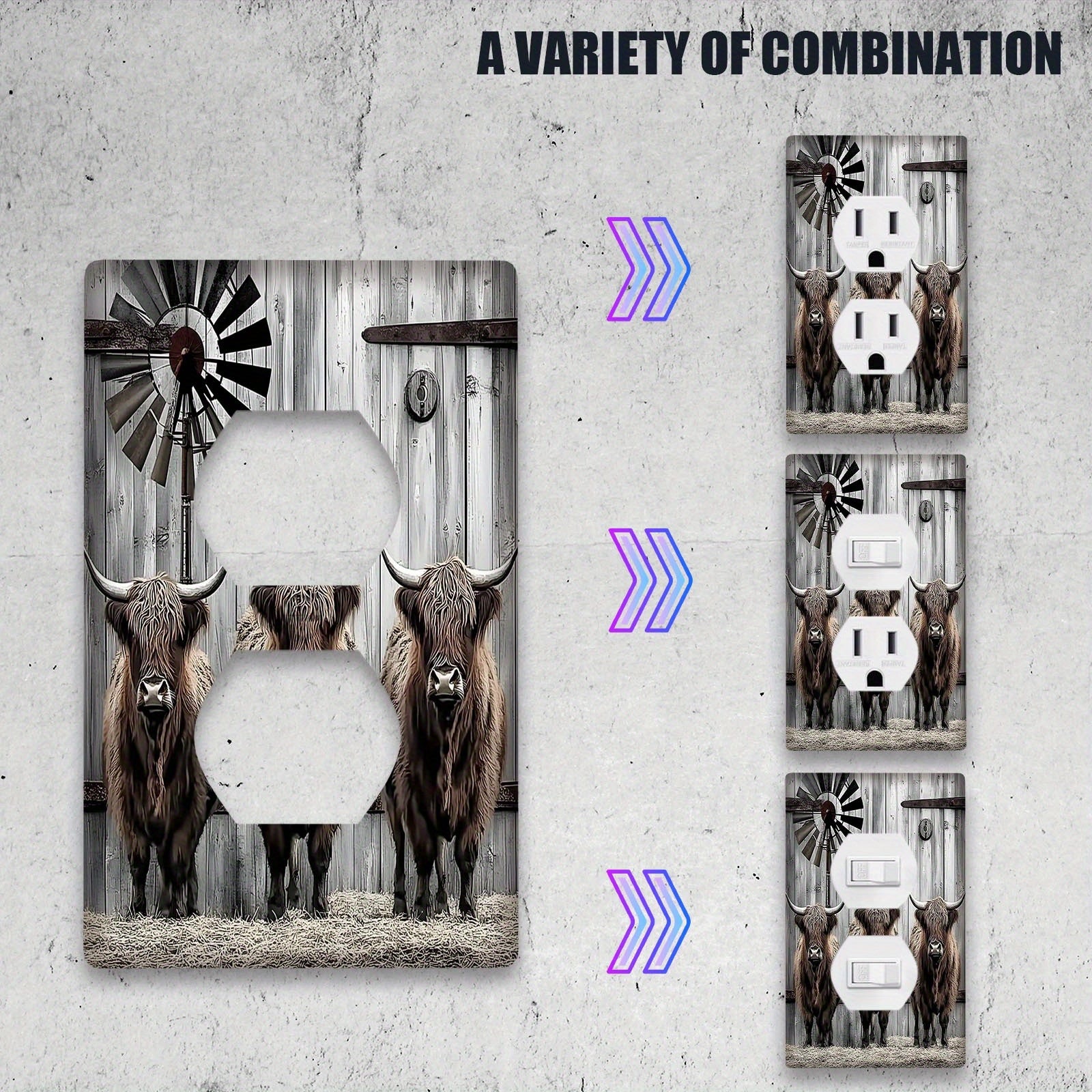 Highland Cow Wall Plate Cover for Light Switch and Outlet Decorative Home Decor