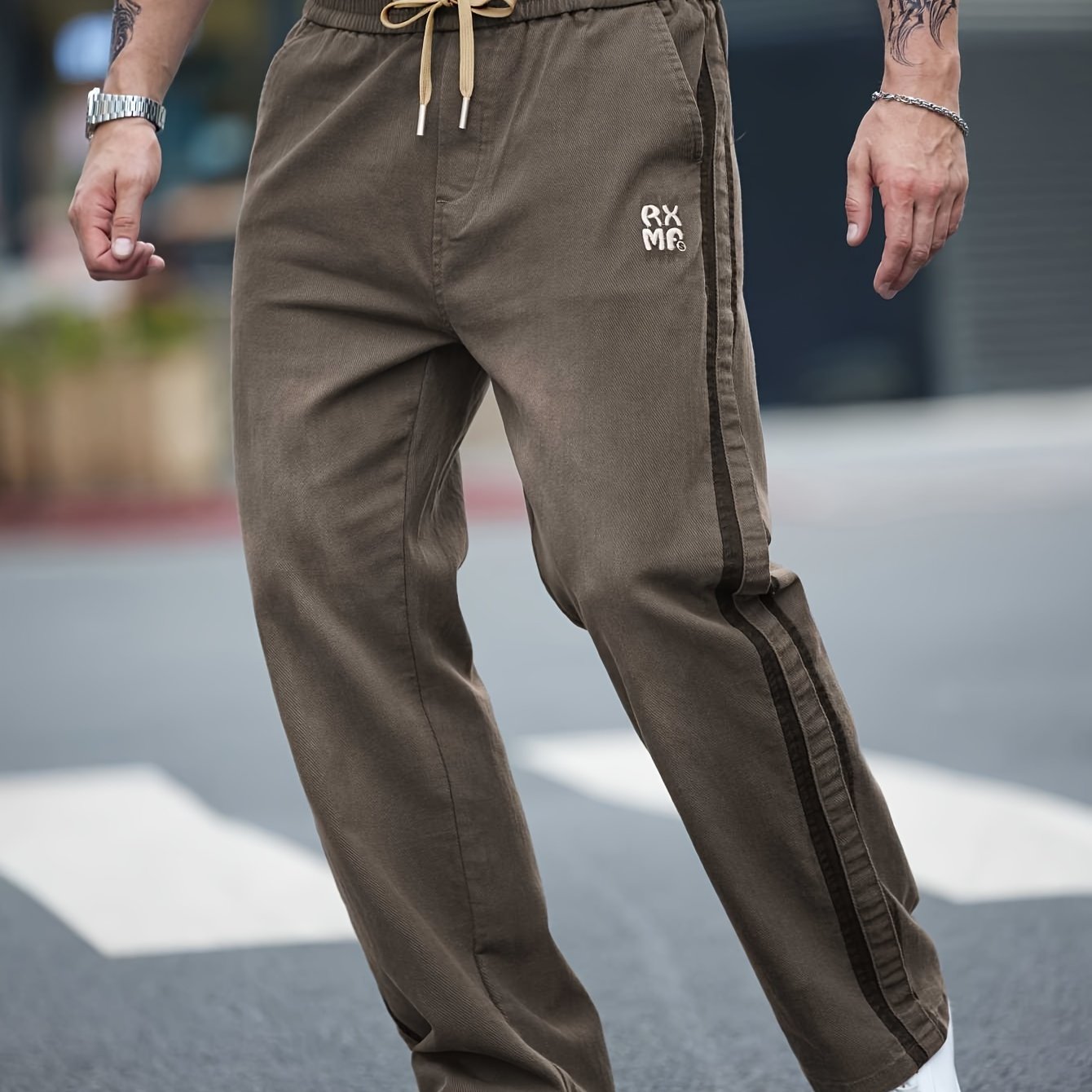 Pantalones rectos de mezclilla de algodón para hombre con cordón, casuales, deportivos, primavera y otoño