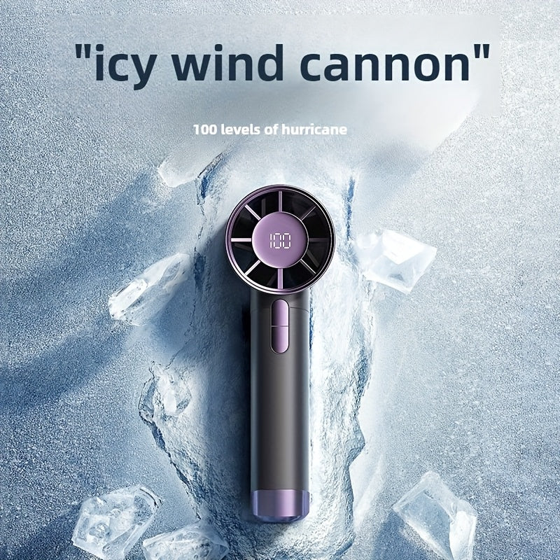 Ручной вентилятор с турбо-режимом на 100 скоростей, перезаряжаемой батареей 3000 мАч, LED-дисплеем