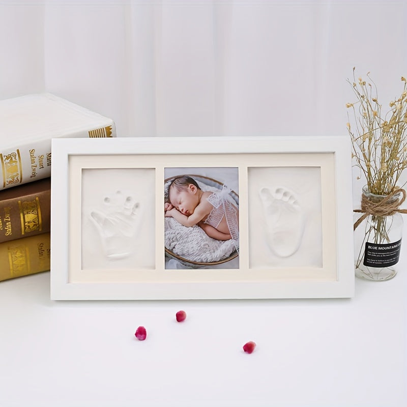 White Handprint and Footprint Keepsake Frame for Baby and Toddler Memories
