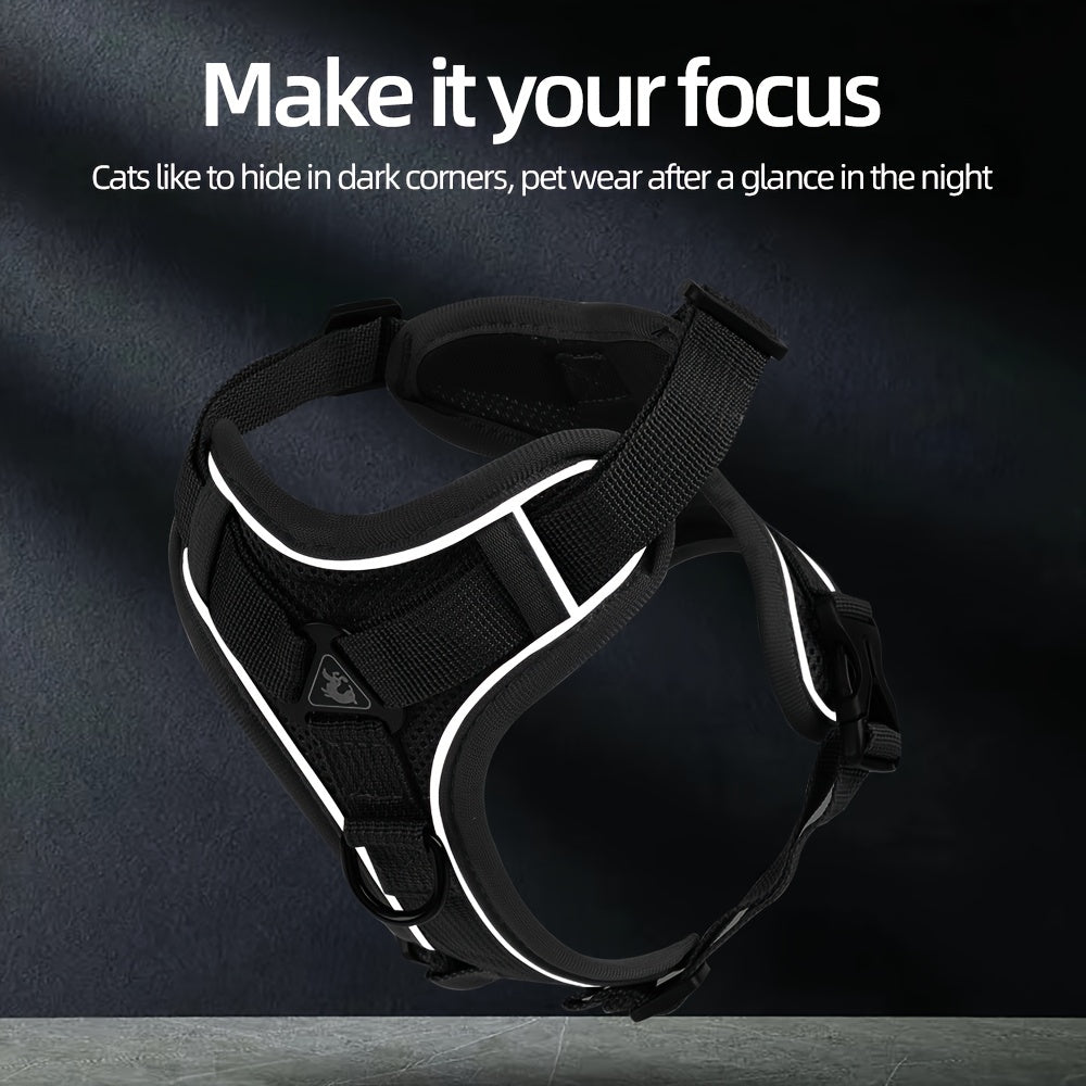 Breathable Reflective Vest-Style Cat Harness Set with Walking Rope for Outdoor Walks and Training