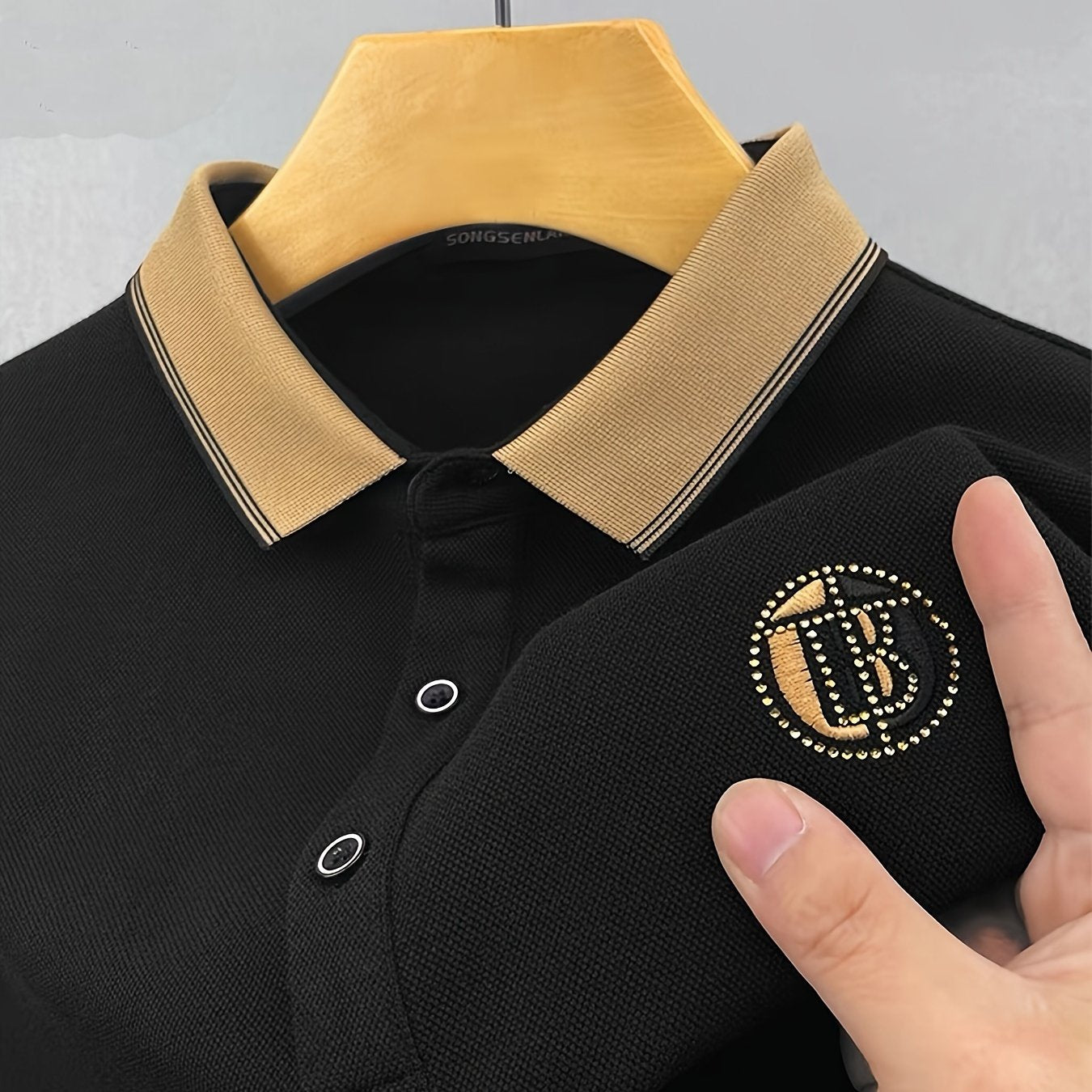Camisa polo de verano para hombre con patrón geométrico bordado, punto de poliéster, ajuste regular, manga corta