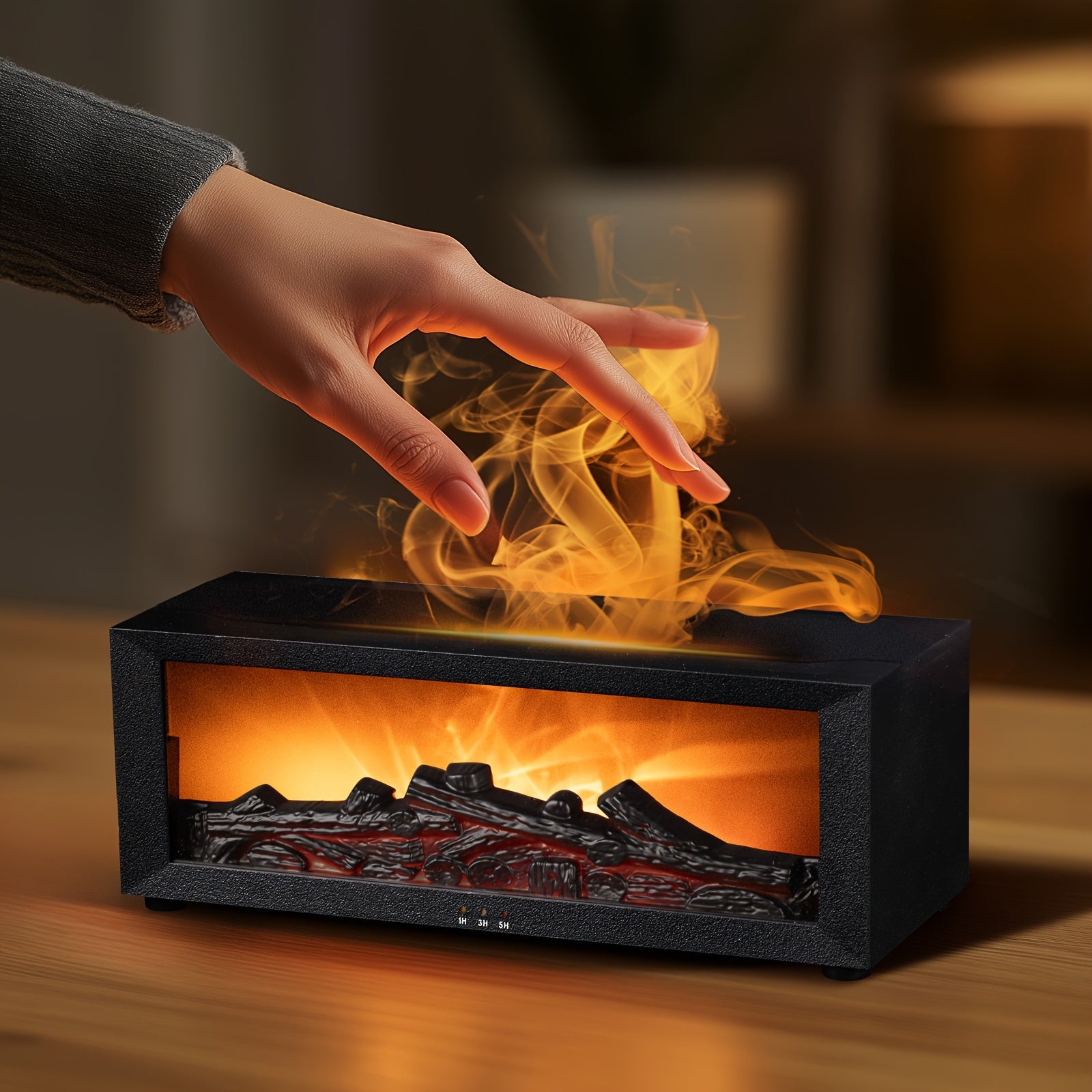 Simulated Fireplace with Flame Effect Remote Humidifier Colorful Lights