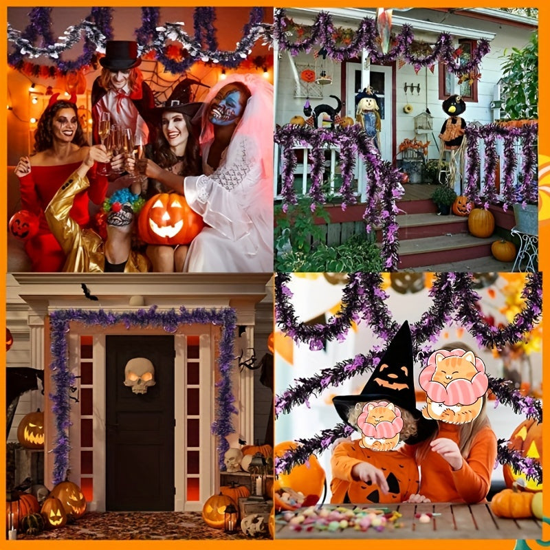 Halloween Bat and Pumpkin Garland Set, 152.4cm, Fireplace Decor, Battery-Free