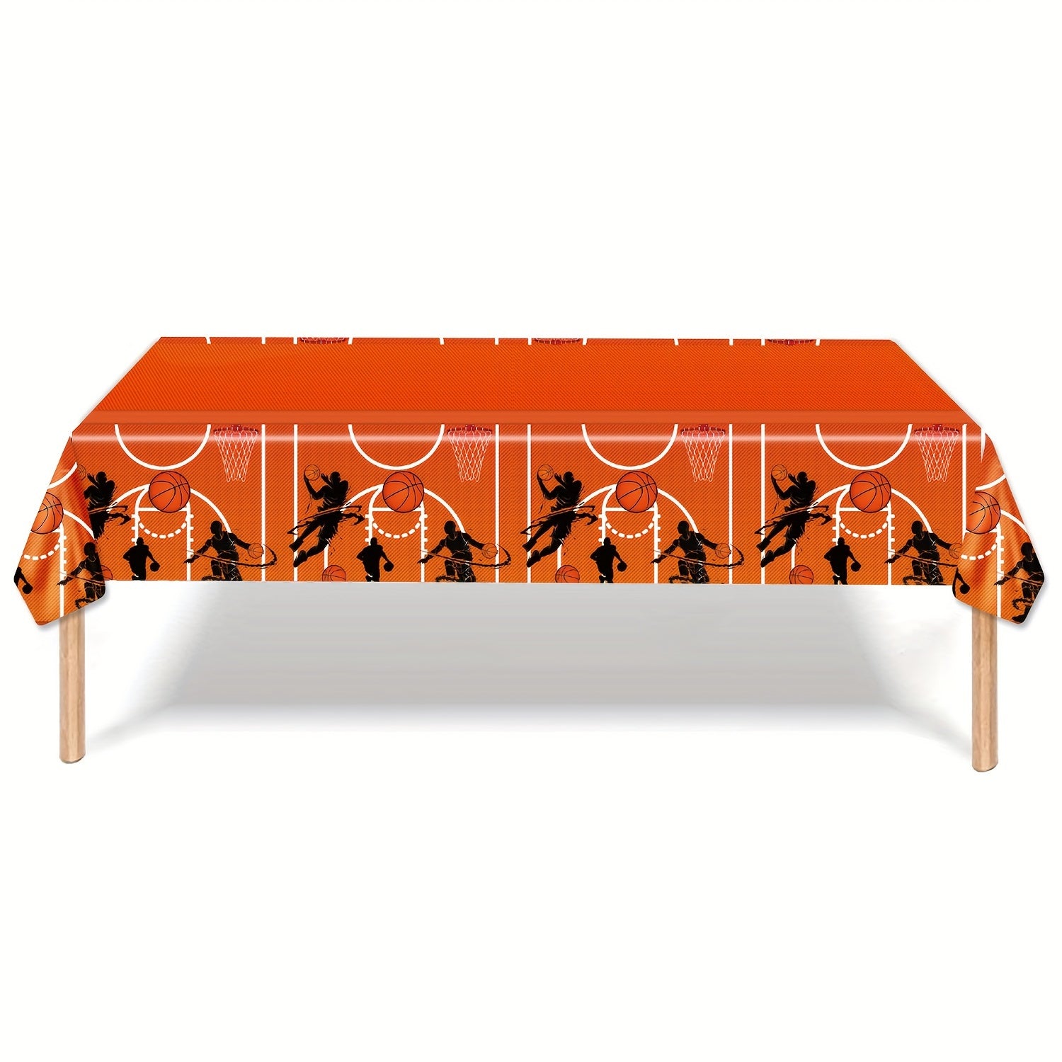 Basketball Court Design Plastic Tablecloth 129x220 cm Rectangular Sports Theme Party Decor