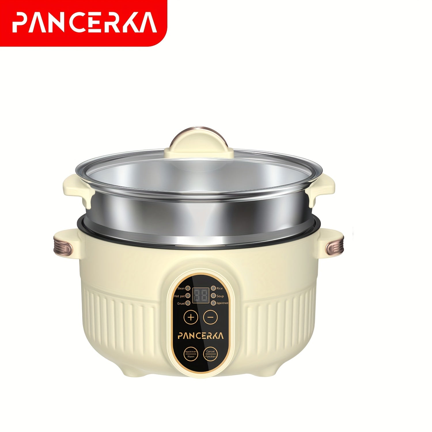 PANCERKA 2L Katta quvvatli elektr hot-poti, sozlanadigan harorat nazorati bilan (800W), sho'rva, bug'lash, makaron va boshqalar uchun. Portativ va oson tozalanadigan, uy, yotoqxona va ofislar uchun ideal.