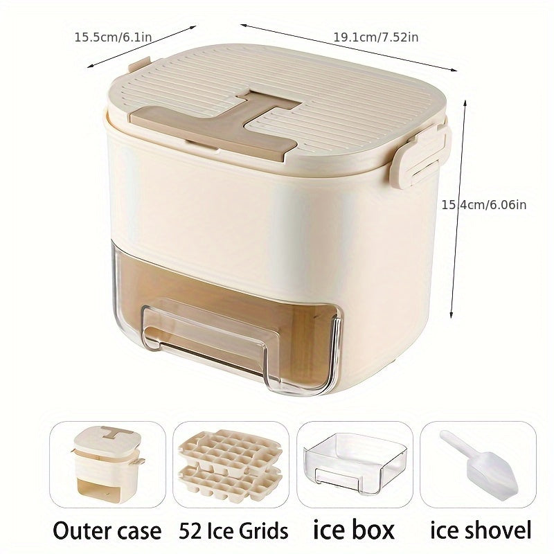 Hacedor de cubitos de hielo de plástico de grado alimentario compacto de 52 rejillas con cuchara y bandeja