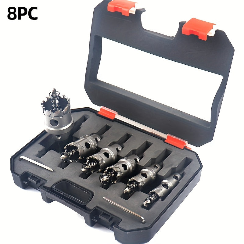 8pcs TCT Hole Saw Set for Metalworking Stainless Steel Iron Plate 16-35mm