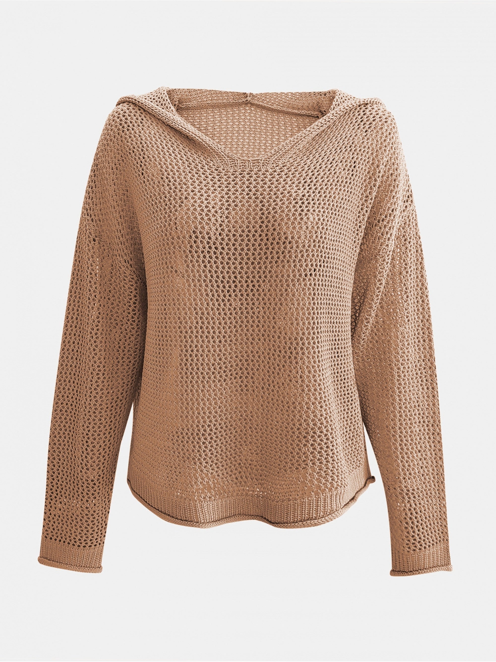 Женский кардиган с V-образным вырезом и прорезями, легкий, дышащий, весна-лето, бежевый