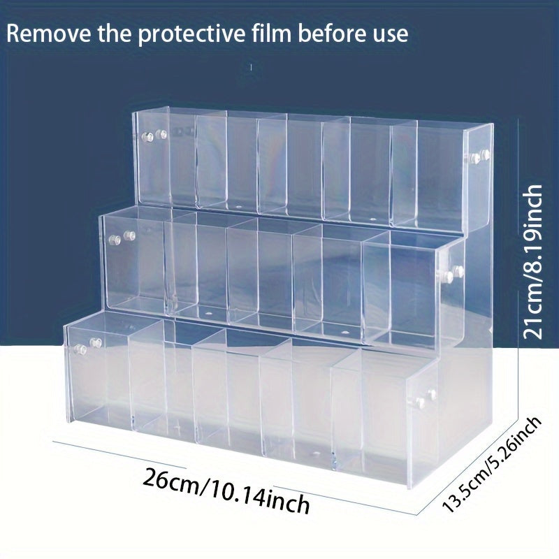 Acrylic Transparent Storage Rack with 5-Grid Partition for Cosmetics and Office Use