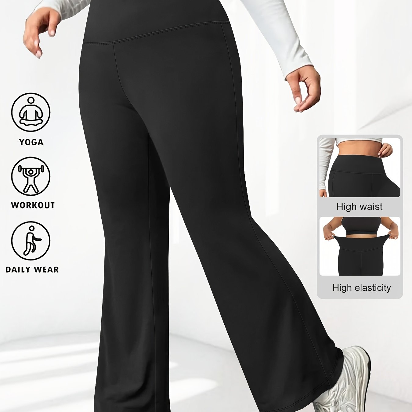 Women's Plus Size High Stretch Flared Leg Sports Pants for Workout and Fitness