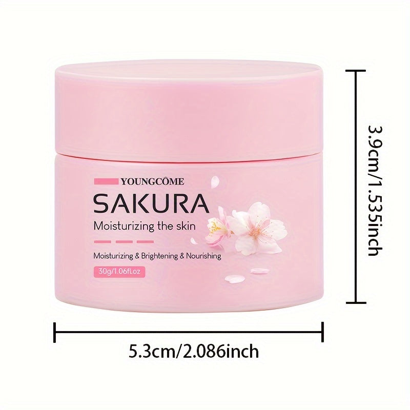 30/60g Sakura Essence Yuz Kremi, terining elastikligini oshiradi, terini mustahkamlaydi, tez so‘riladi, yog‘siz, terini namlaydi va silliqlashtiradi, barcha teri turlari uchun mos, o‘simlik Squalane ni o‘z ichiga oladi.