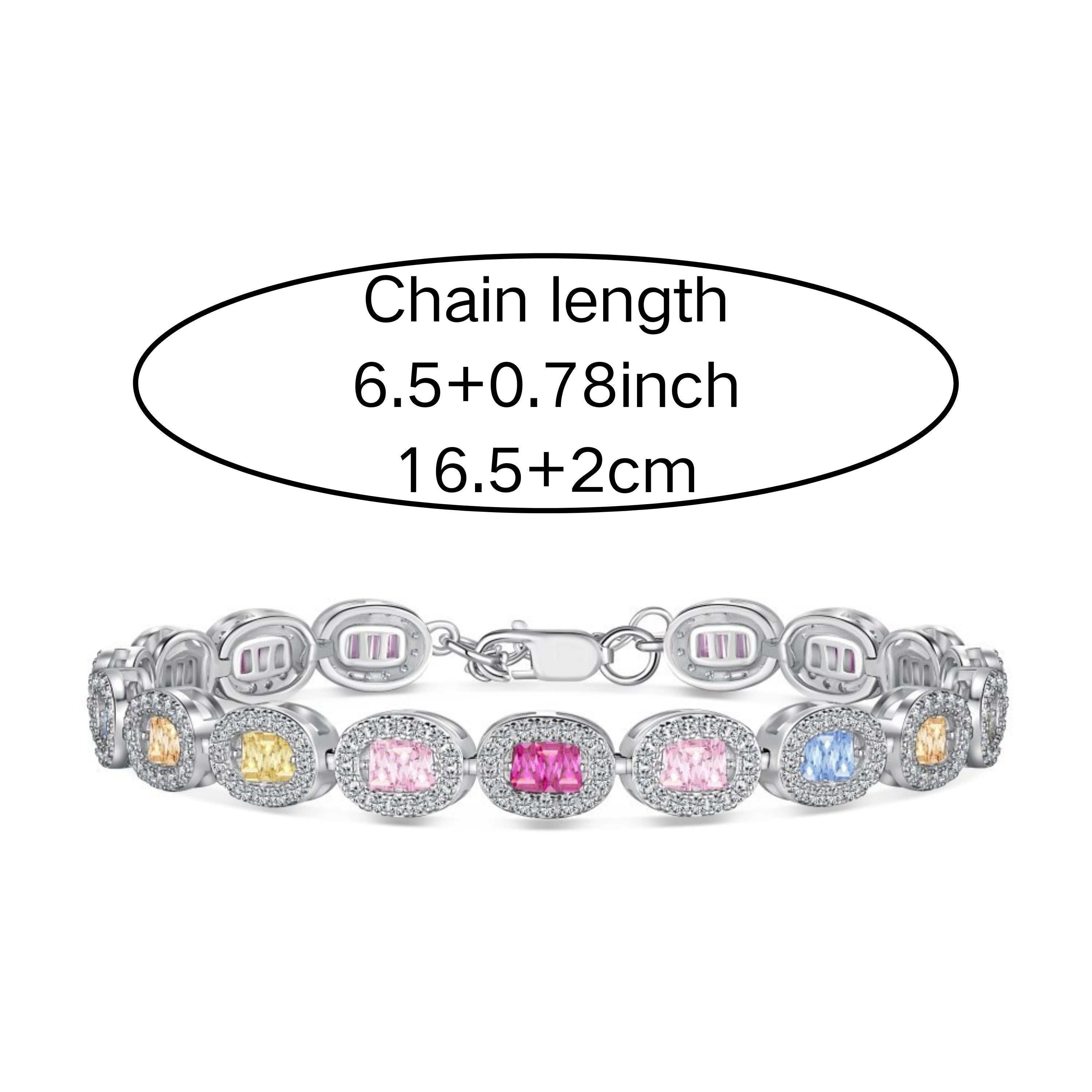 Серебряный браслет для женщин с синтетическим цирконием, покрытый родием, элегантное украшение