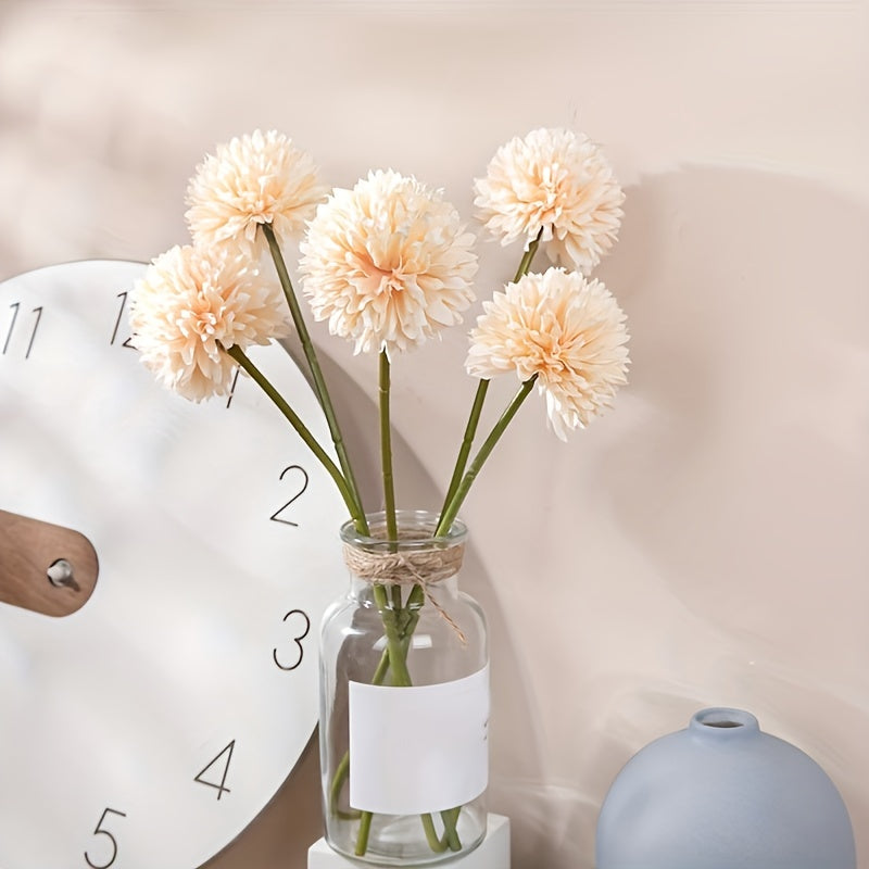 Conjunto de flores artificiales de 5 piezas, crisantemo y diente de león para decoración de bodas